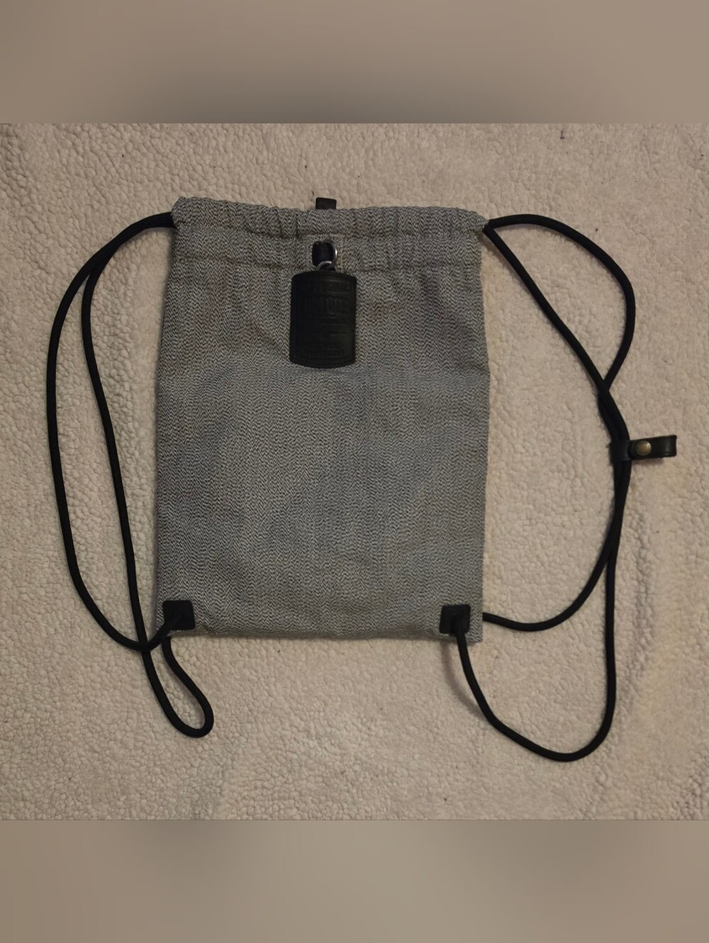 Loctote Gray Drawstring Backpack Bag Flak Sack with RFID Blocking, Solid Unisex